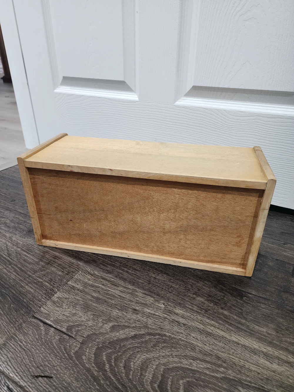 Wooden Bread Box with Red Apple Design